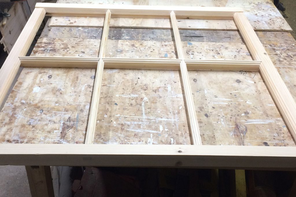 Sash window being restored in the Hermitage Windows joinery workshop