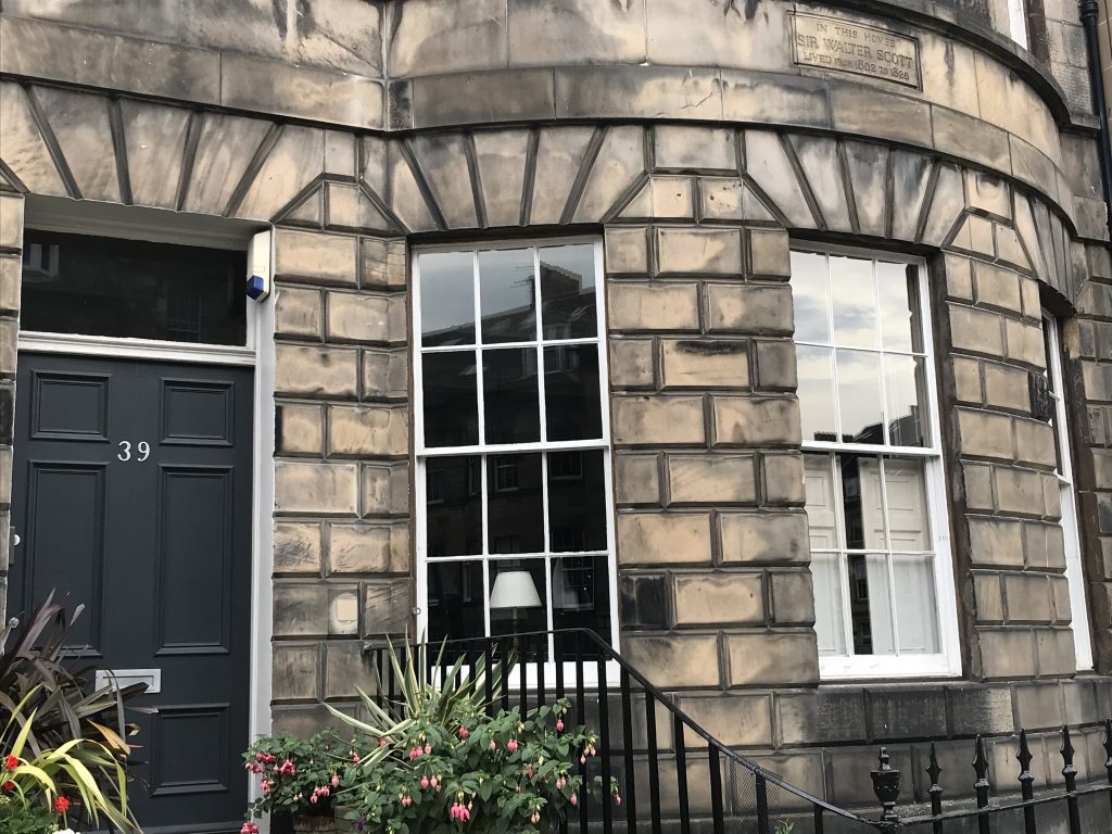 Traditional sash window on an Edinburgh stone townhouse